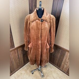 YANNI’S FURS DYED WHISKEY COGNAC BROWN SHEARED MINK FUR COAT JACKET SIZE LARGE